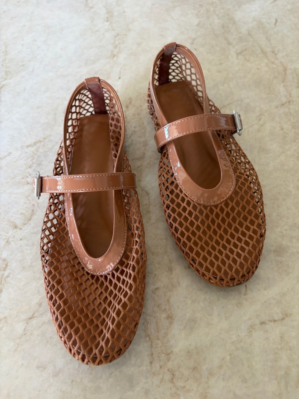Women’s Mary Jane Mesh Flats in Cognac